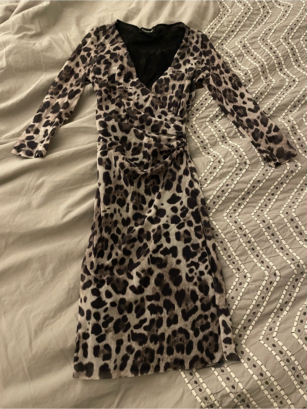 Bebe Mesh Leopard Print Wrap Dress